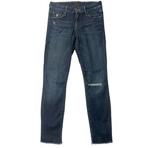 Mother Jeans Looker Ankle Fray Partner In Crime 25 (26” Inseam) Distress Stretch